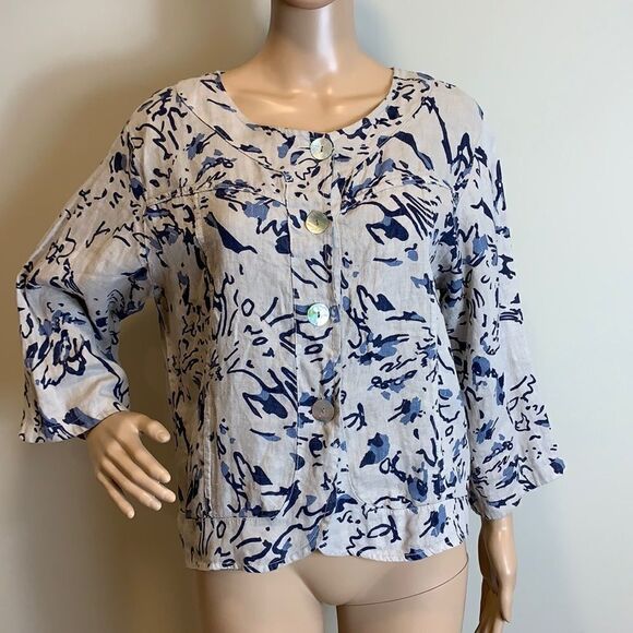 Luca Vanucci linen 3/4 sleeve lightweight jacket size M - Picture 1 of 10
